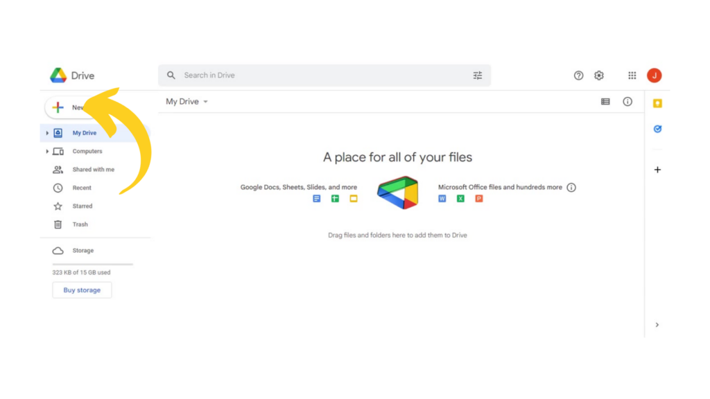 choose new in google drive